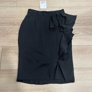 NWT Belle Badgley Mischka Black Ruffle High Waist Pencil Skirt Size 4